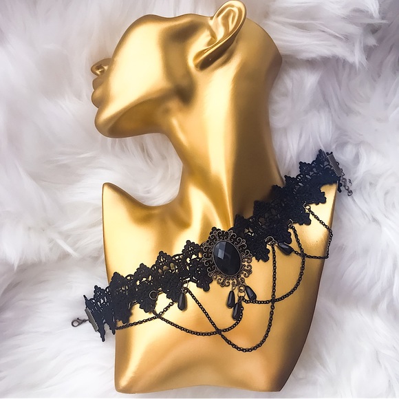 🔵𝟲𝟱%𝗢𝗙𝗙 𝗯𝘂𝗻𝗱𝗹𝗲𝘀 𝟯+🔵 NEW Black Lace Vintage Filigree Choker - Picture 4 of 14